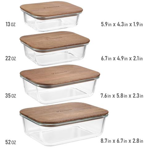 dokaworld 4-stackable-glass-containers provide a clear view for portioning.