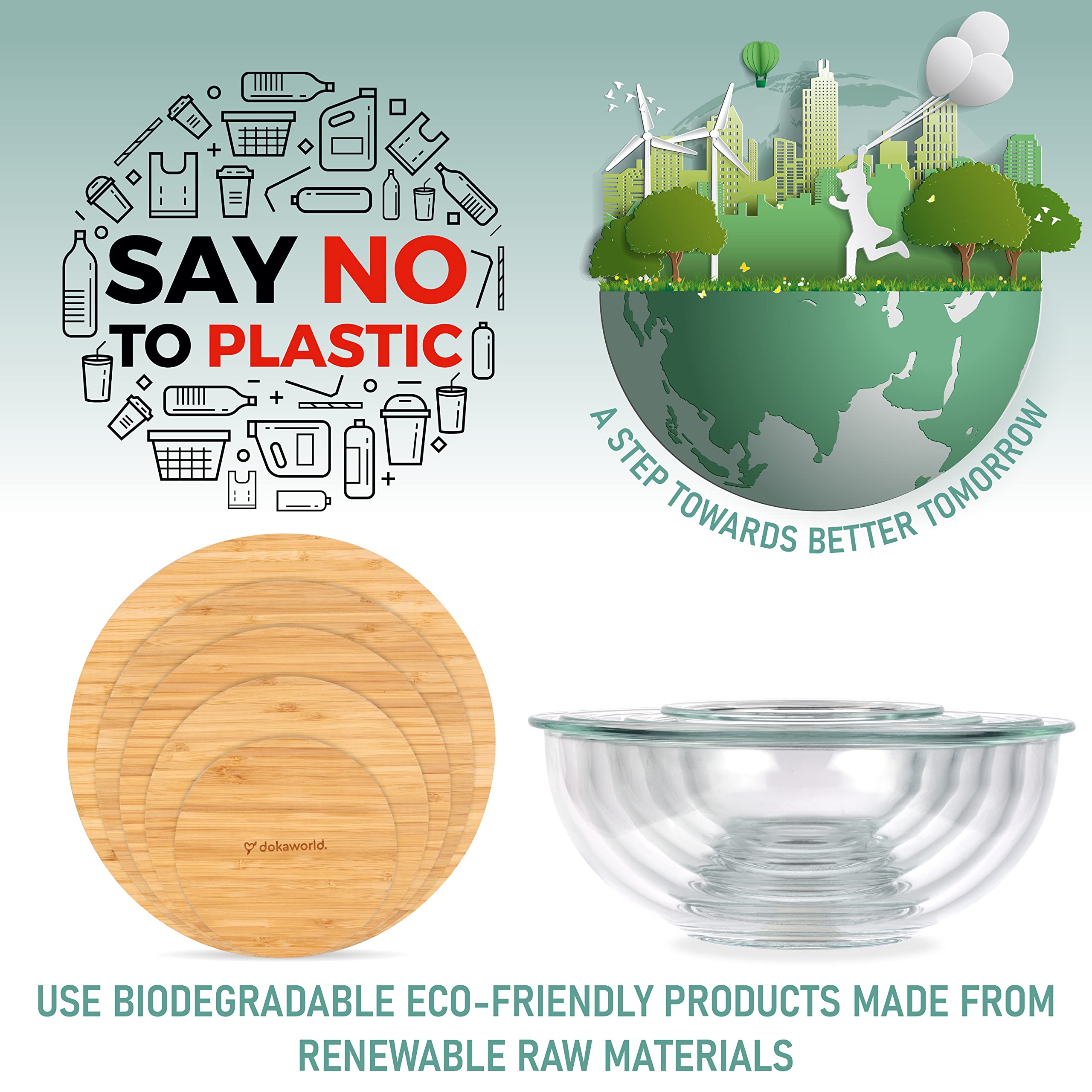Dokaworld glass bowls are dishwasher-safe for easy cleanup.