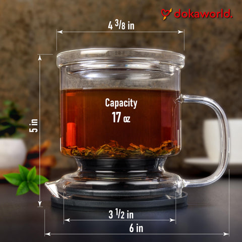 Dokaworld tea infuser mug versatile for cup or mug brewing.