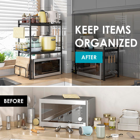 DOLALIKE adjustable-width rack saves counter space for appliances