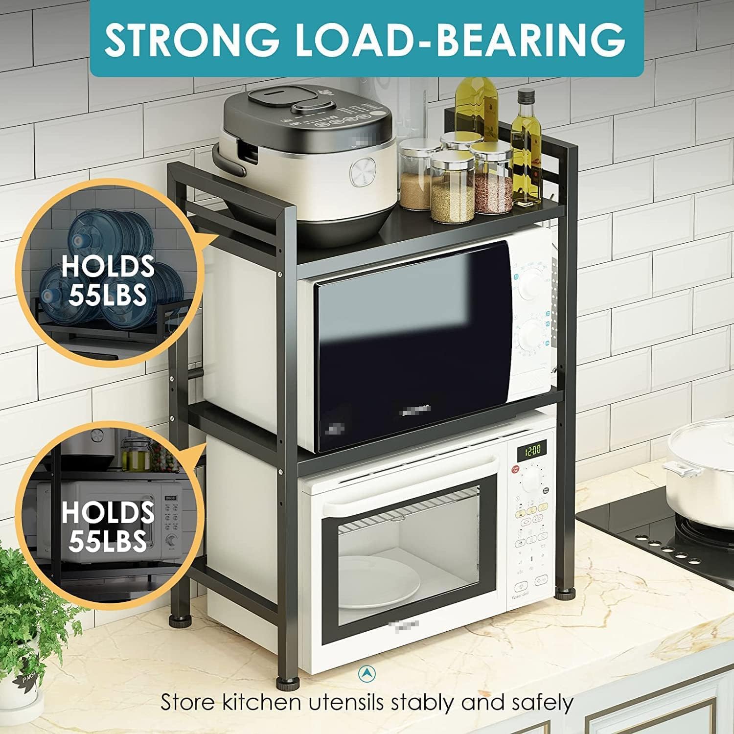 DOLALIKE over-microwave shelf with non-slip feet prevents sliding