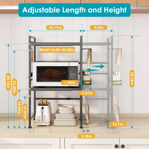 DOLALIKE spice organizer on microwave shelf for organized cooking