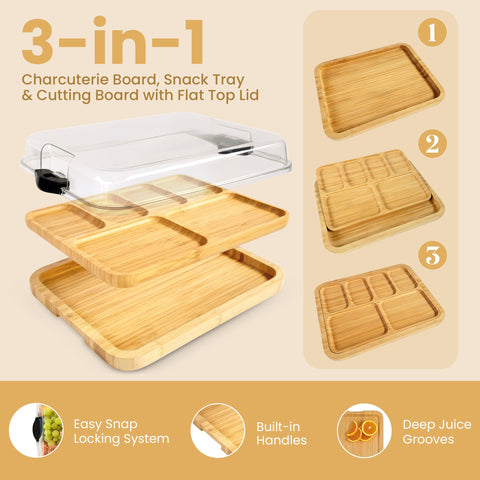 Dolce Casa charcuterie board lid closed to keep contents secure.
