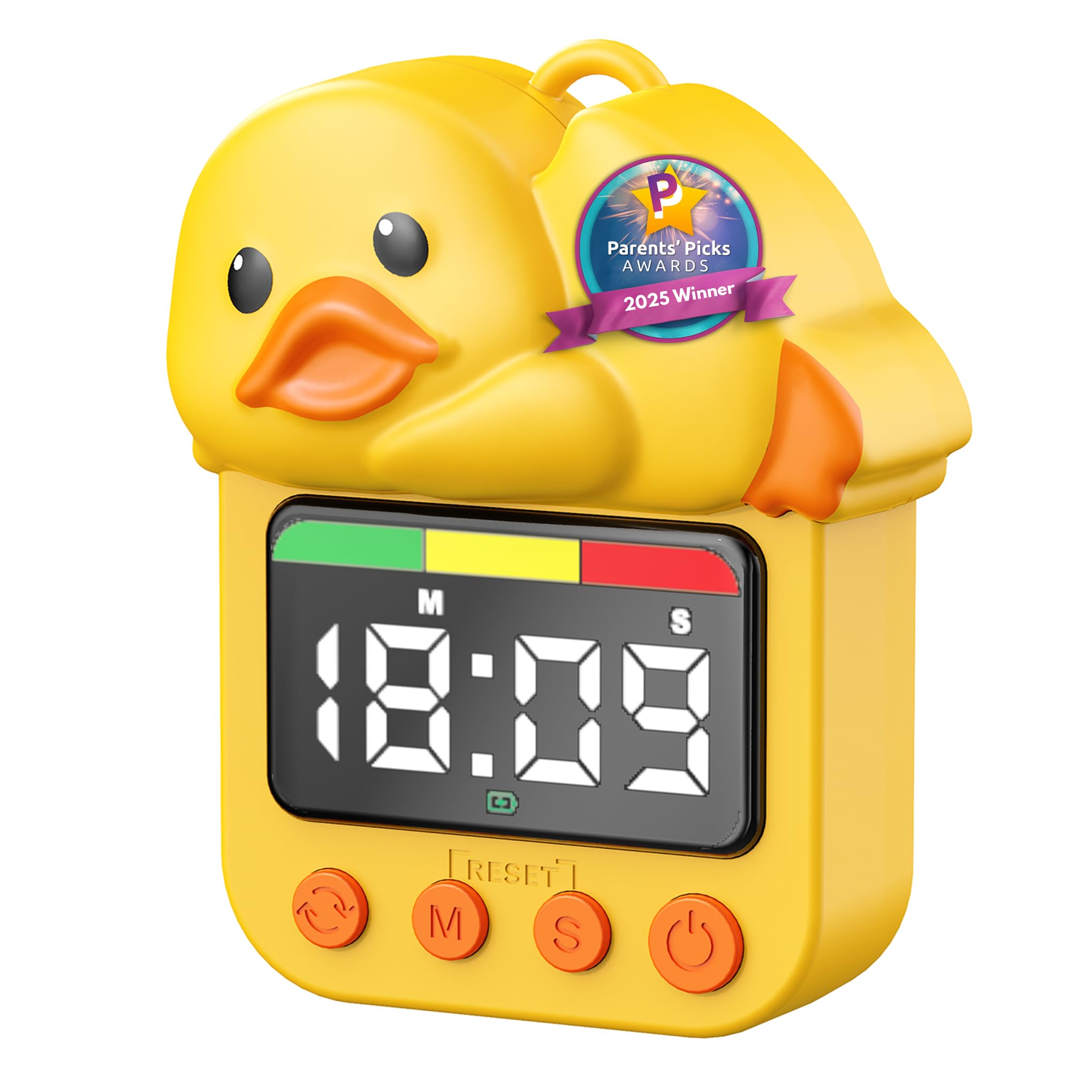 Doli Yearning duck shower timer on desk for easy bath time management.