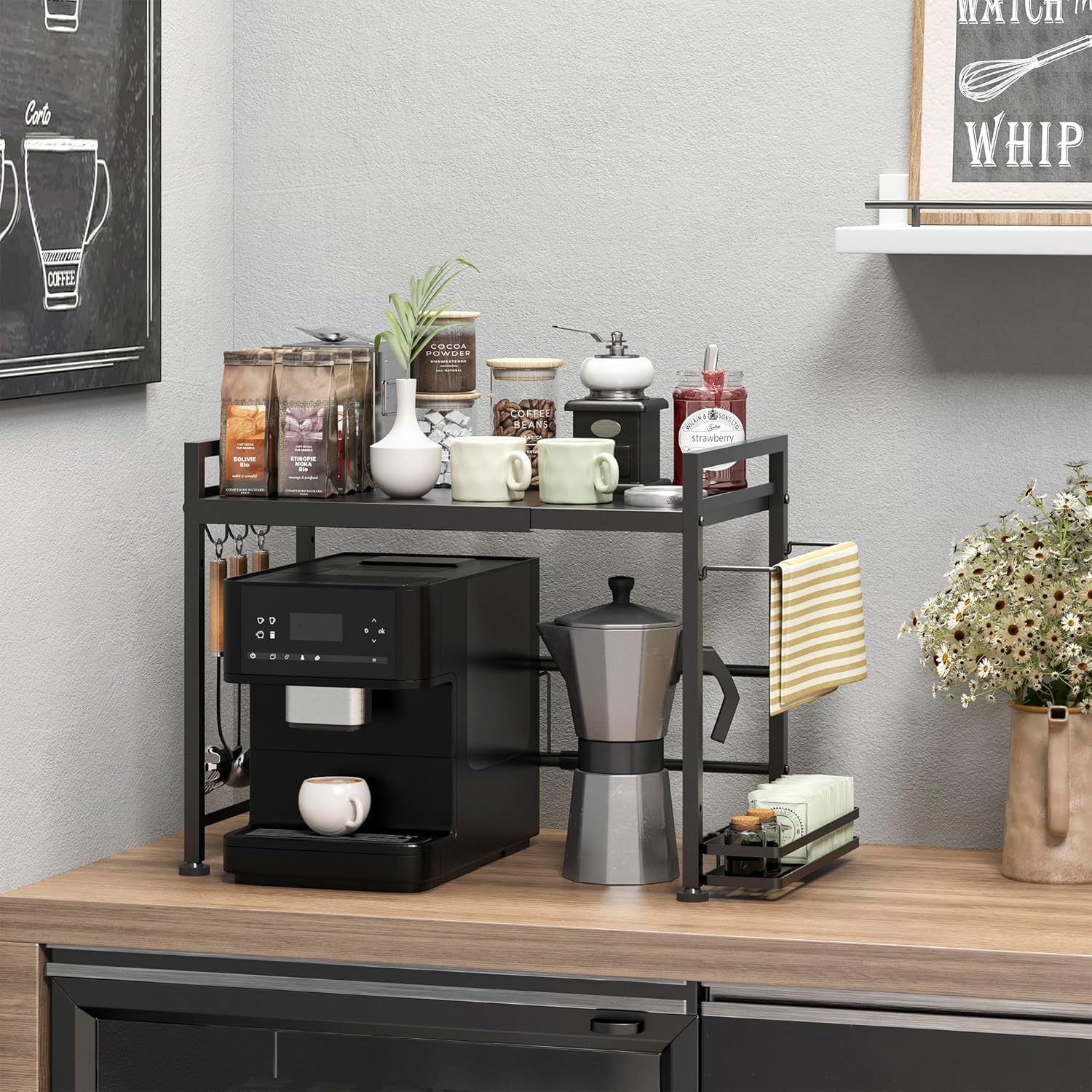 DOLALIKE adjustable height and width rack fits ovens, toasters, and more.