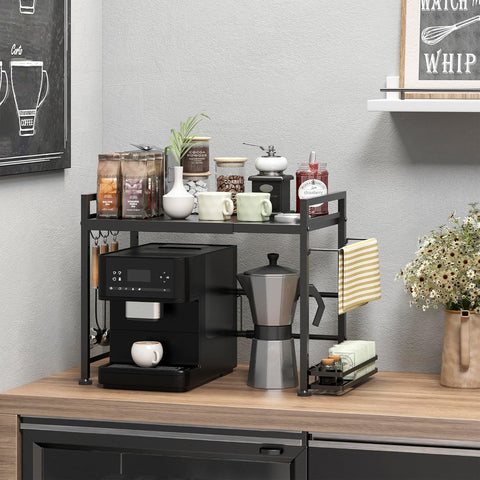 DOLALIKE adjustable height and width rack fits ovens, toasters, and more.