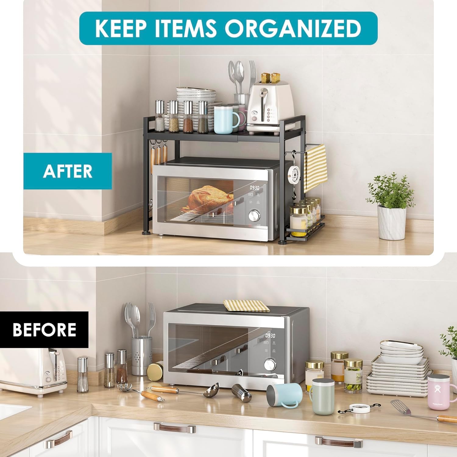 DOLALIKE kitchen storage shelf with sturdy carbon steel frame.