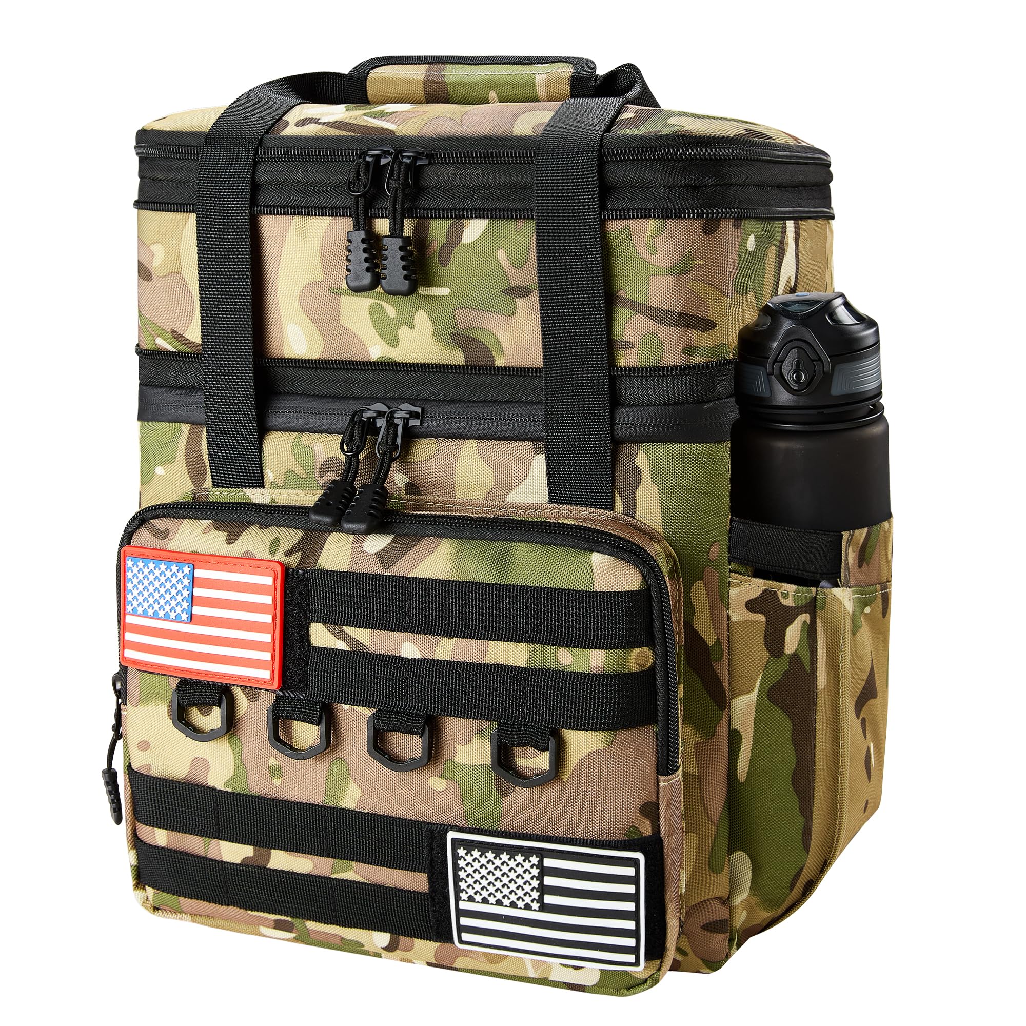 DOLOPL Lunch Box front view in camo for rugged outdoor use and portability.