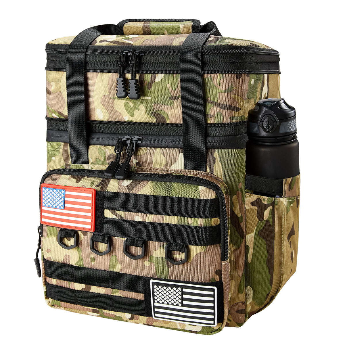 DOLOPL Lunch Box front view in camo for rugged outdoor use and portability.