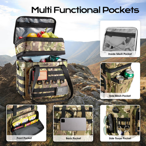 DOLOPL Lunch Box multiple pockets organize utensils, bottles, and personal items.