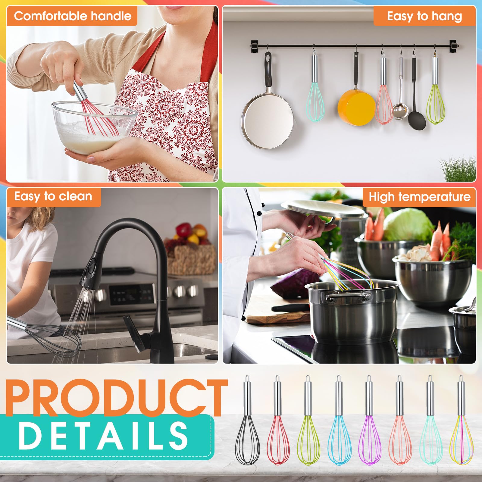 Domensi silicone whisk is easy to clean after use with sticky batters.