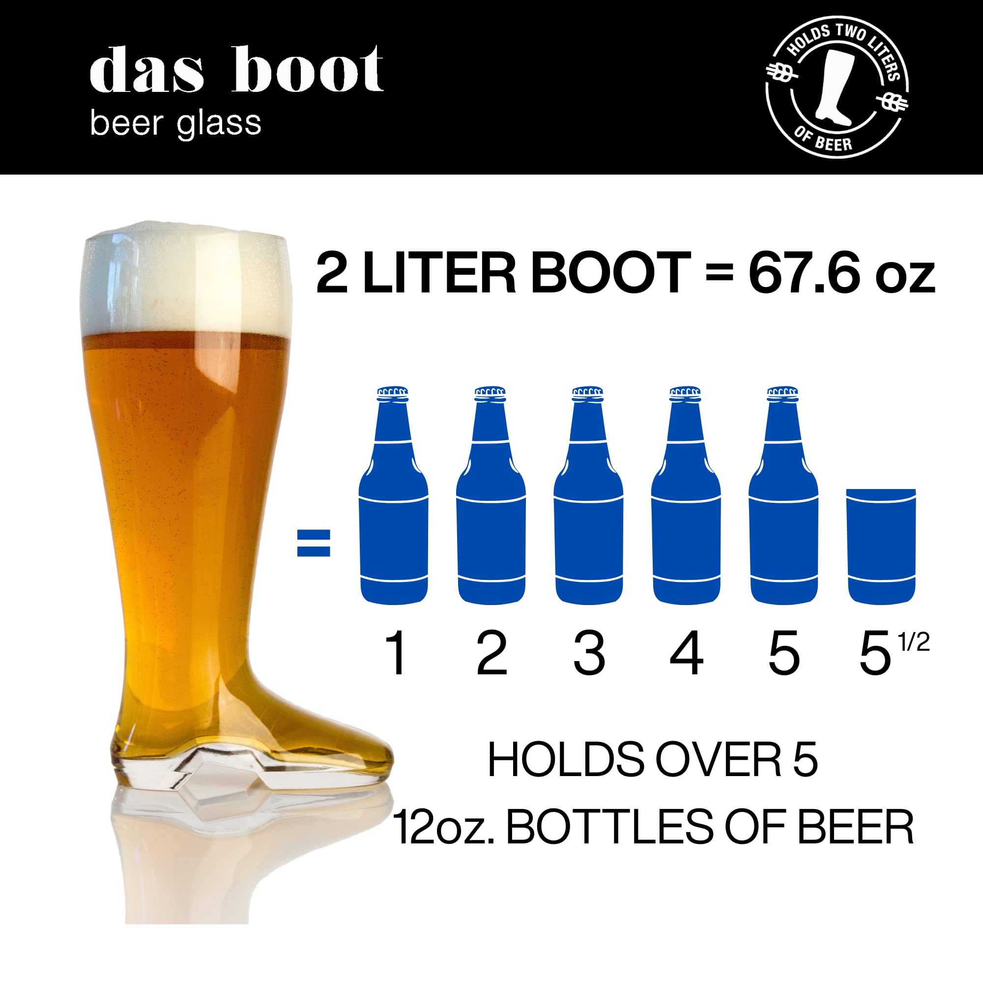 Domestic Corner Das Boot glass with foam, capturing celebration vibes.