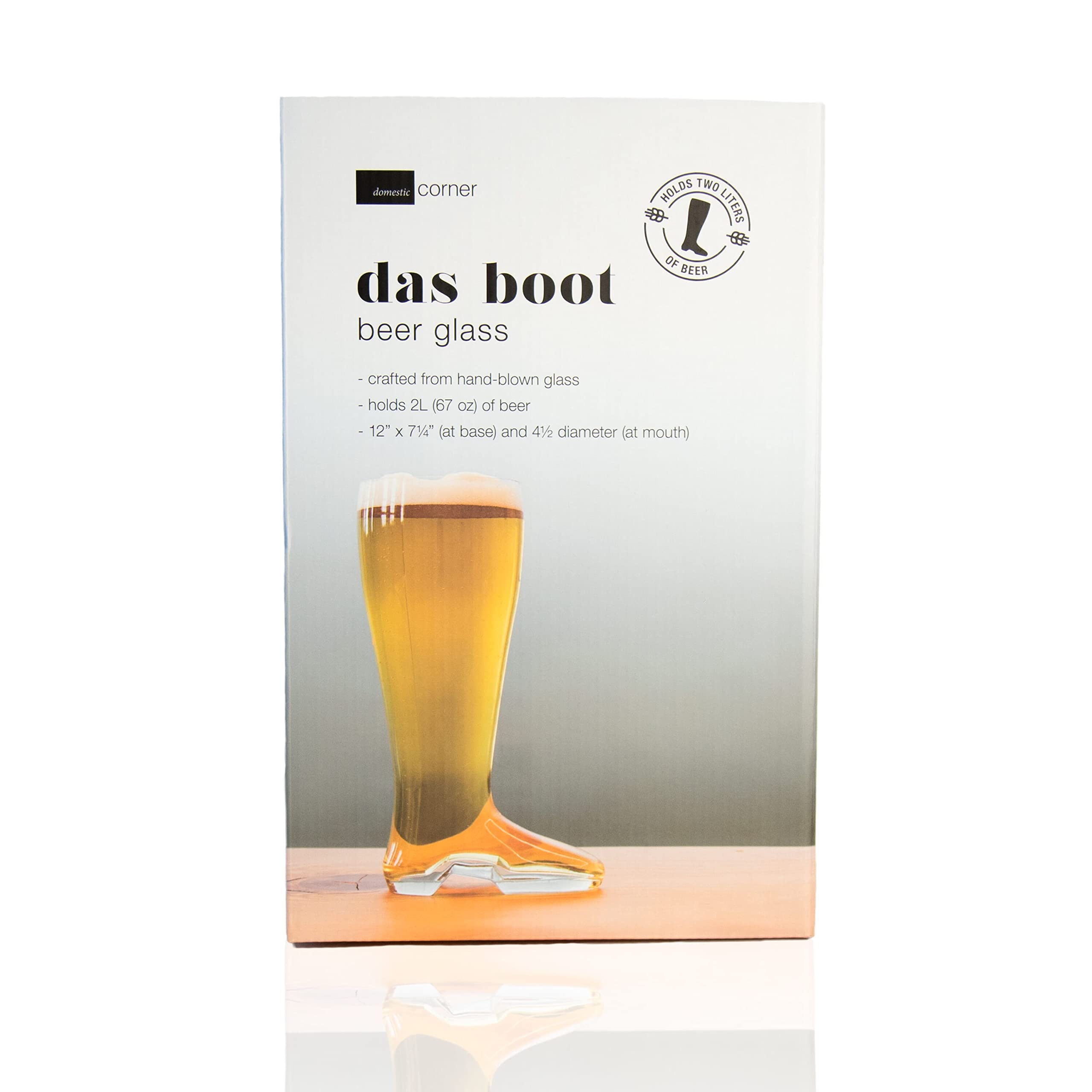 Domestic Corner Das Boot in hand, perfect for bachelor parties and gifts.