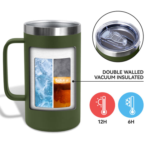 DOMICARE powder-coated mug highlighting customization and durability