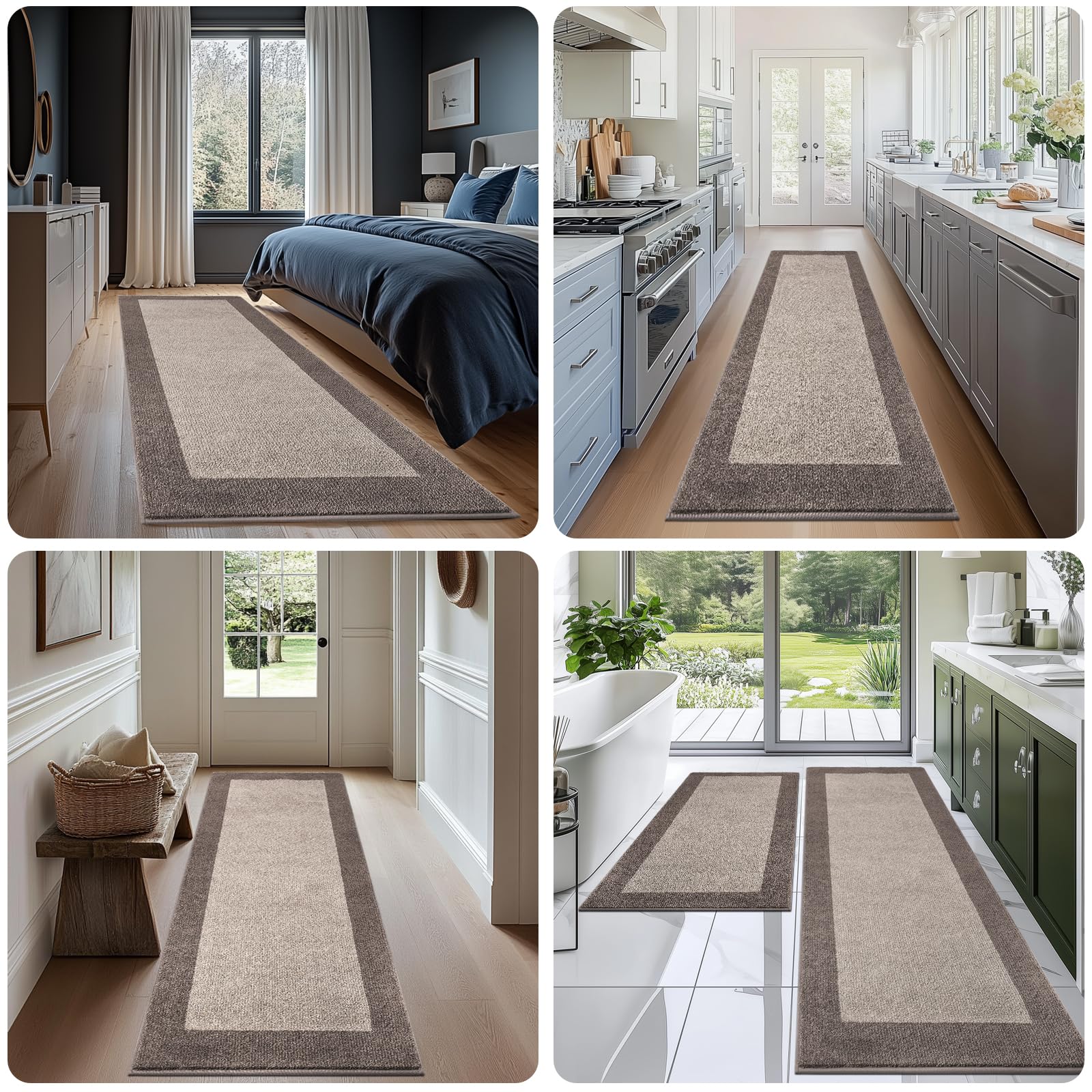DOMUSTEX reinforced-edges entrance rug fits under doors and endures high-traffic.
