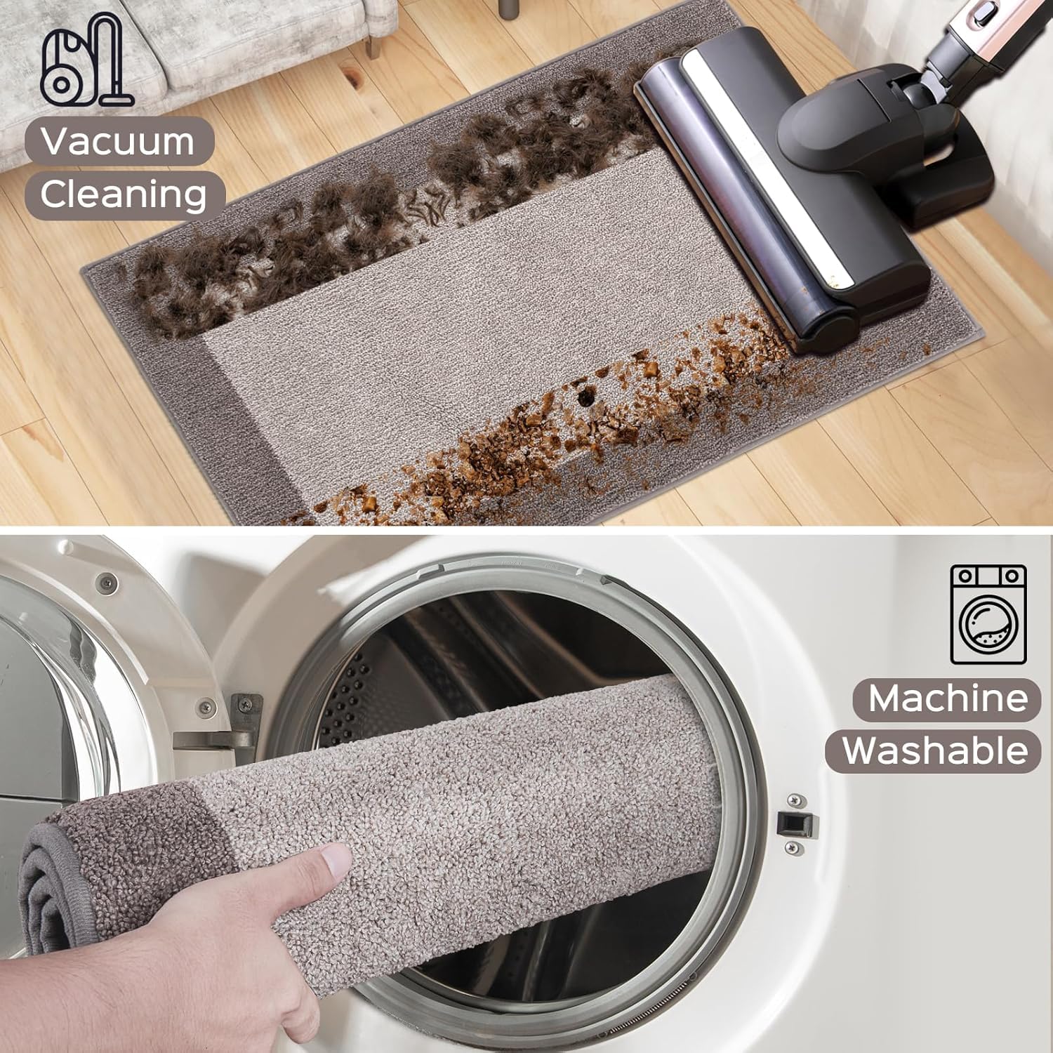 DOMUSTEX versatile runner rug ideal for entryways, hallways, and bathrooms.
