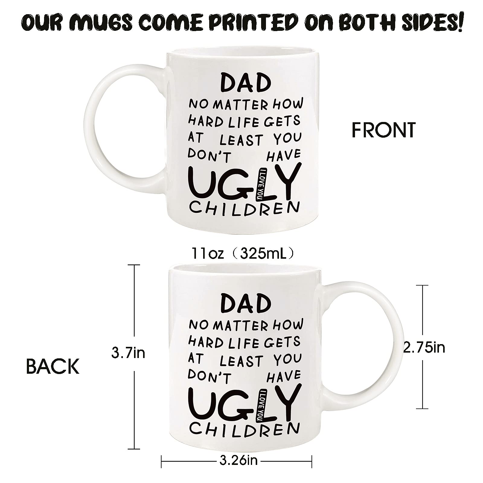 Donse Dad Mug close-up ceramic shows durable, vibrant print.