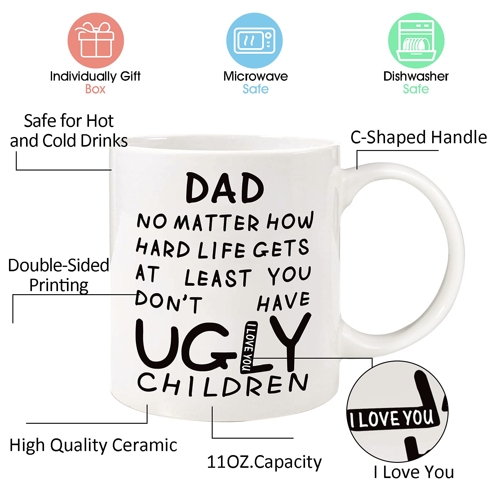 Donse Dad Mug in gift box, ready to give.
