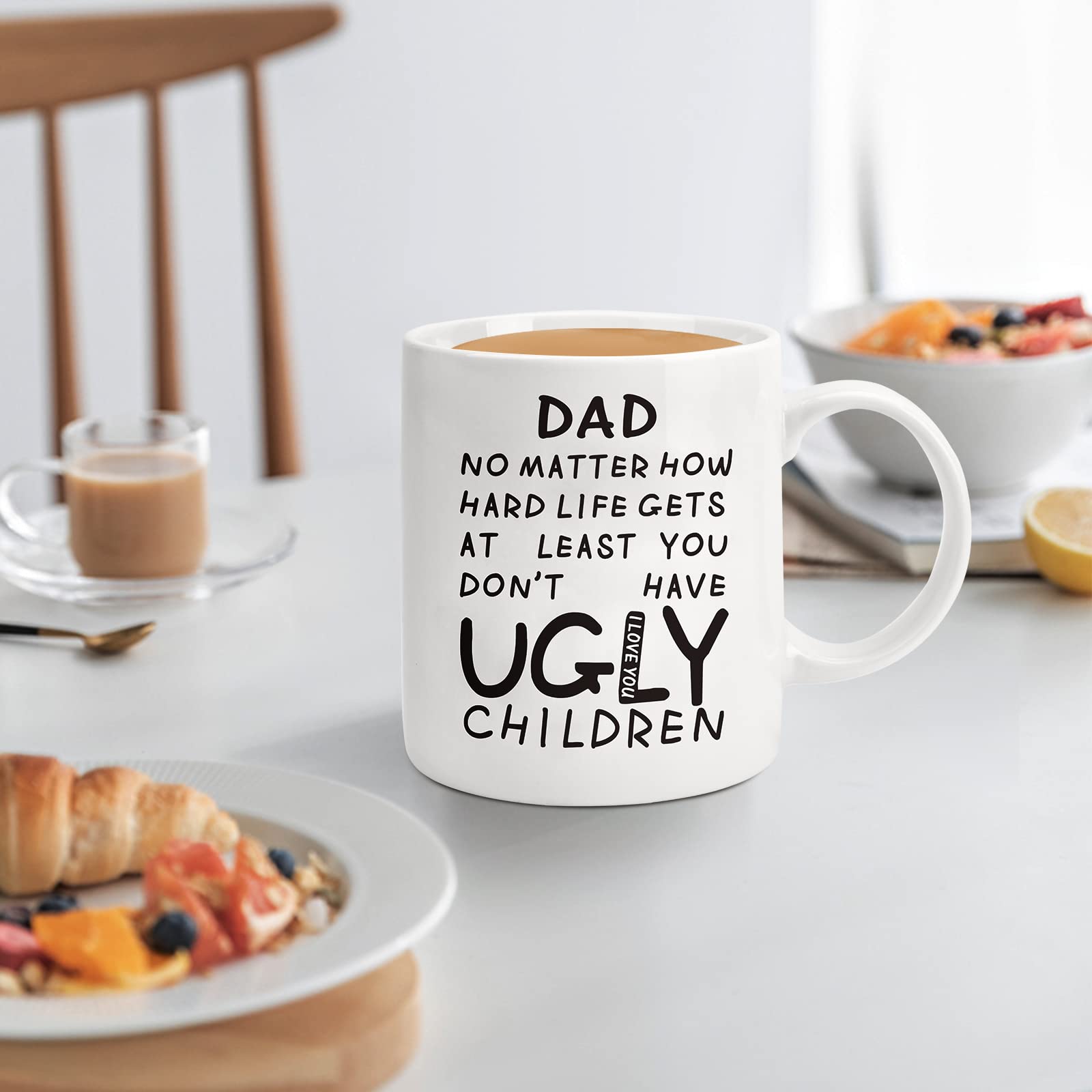 Donse Dad Mug side sayings showcase humor, great gift from family.