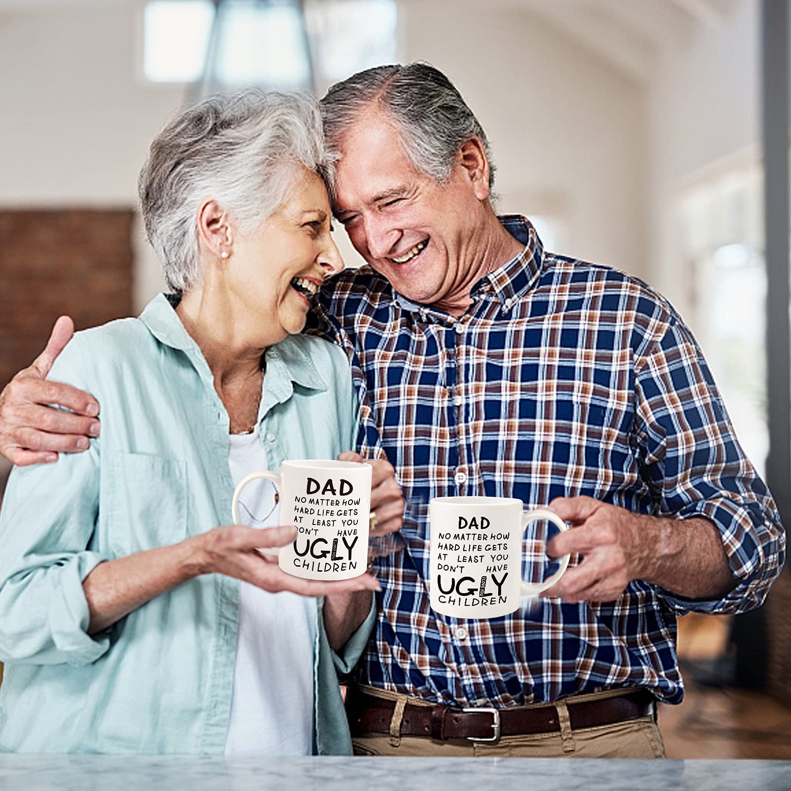Donse Dad Mug with coffee steam, everyday use.
