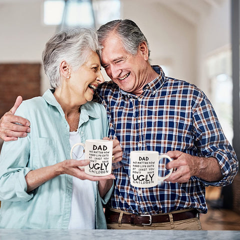 Donse Dad Mug with coffee steam, everyday use.