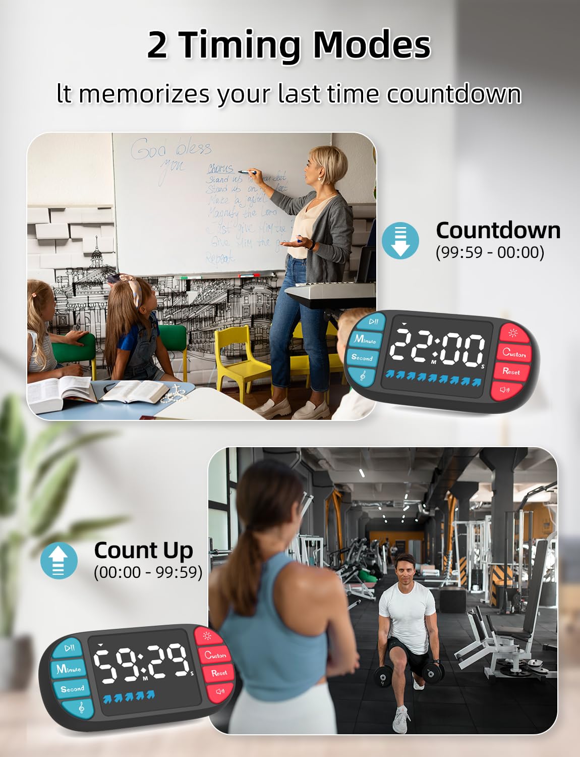 DOOMAY timer with three brightness levels for easy reading in any room