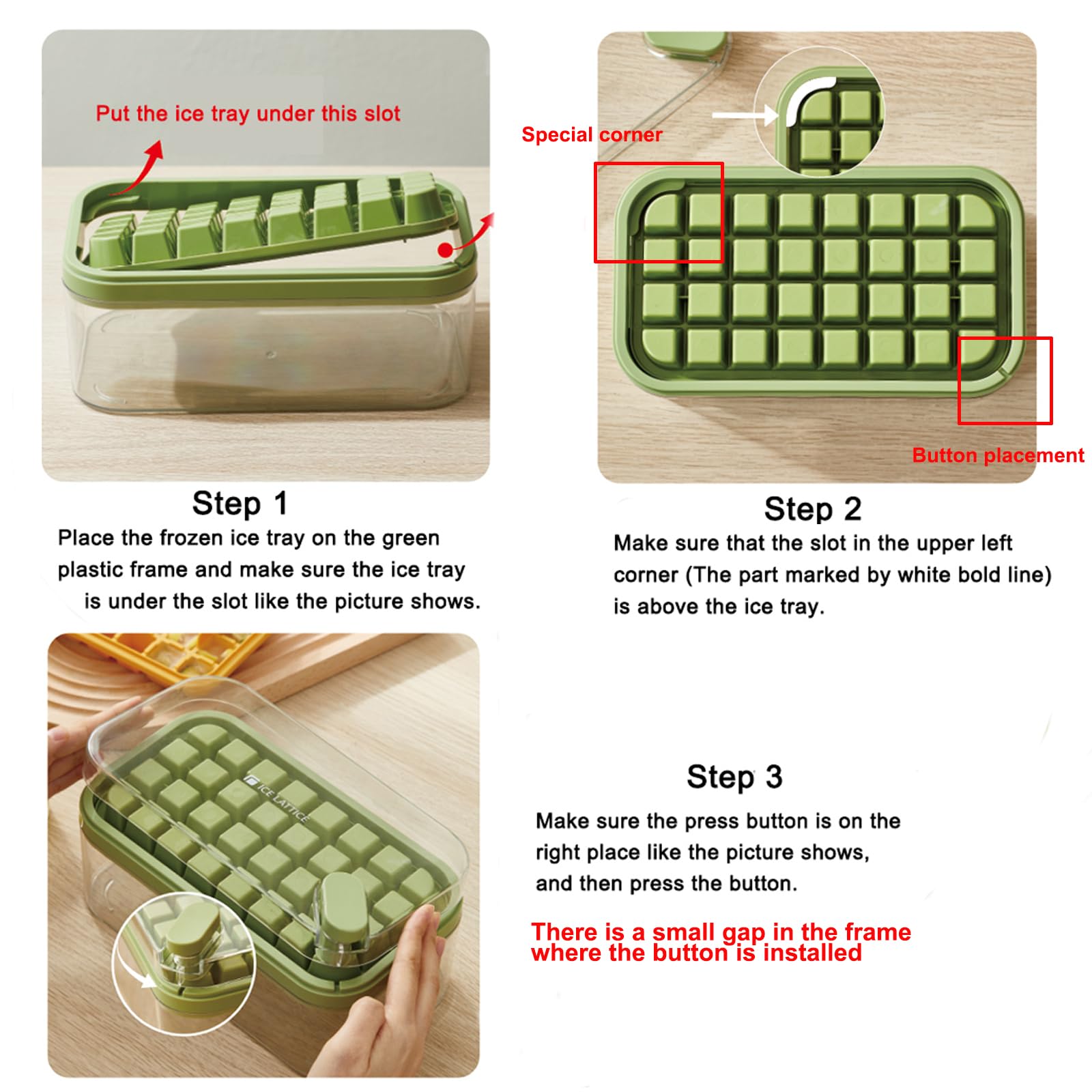 Doonly release-button ice tray demonstrates effortless cube release with a simple press.