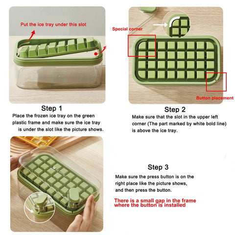 Doonly release-button ice tray demonstrates effortless cube release with a simple press.