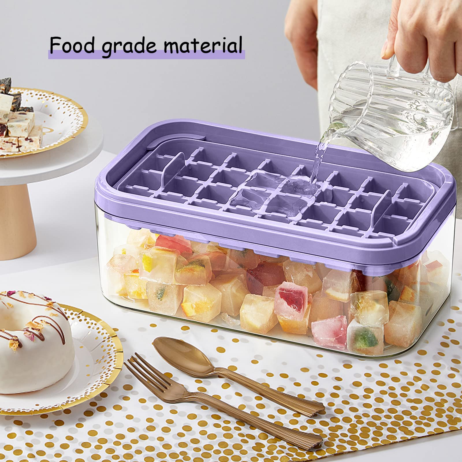 Doonly transparent container with lid keeps freezer organized and cubes ready.