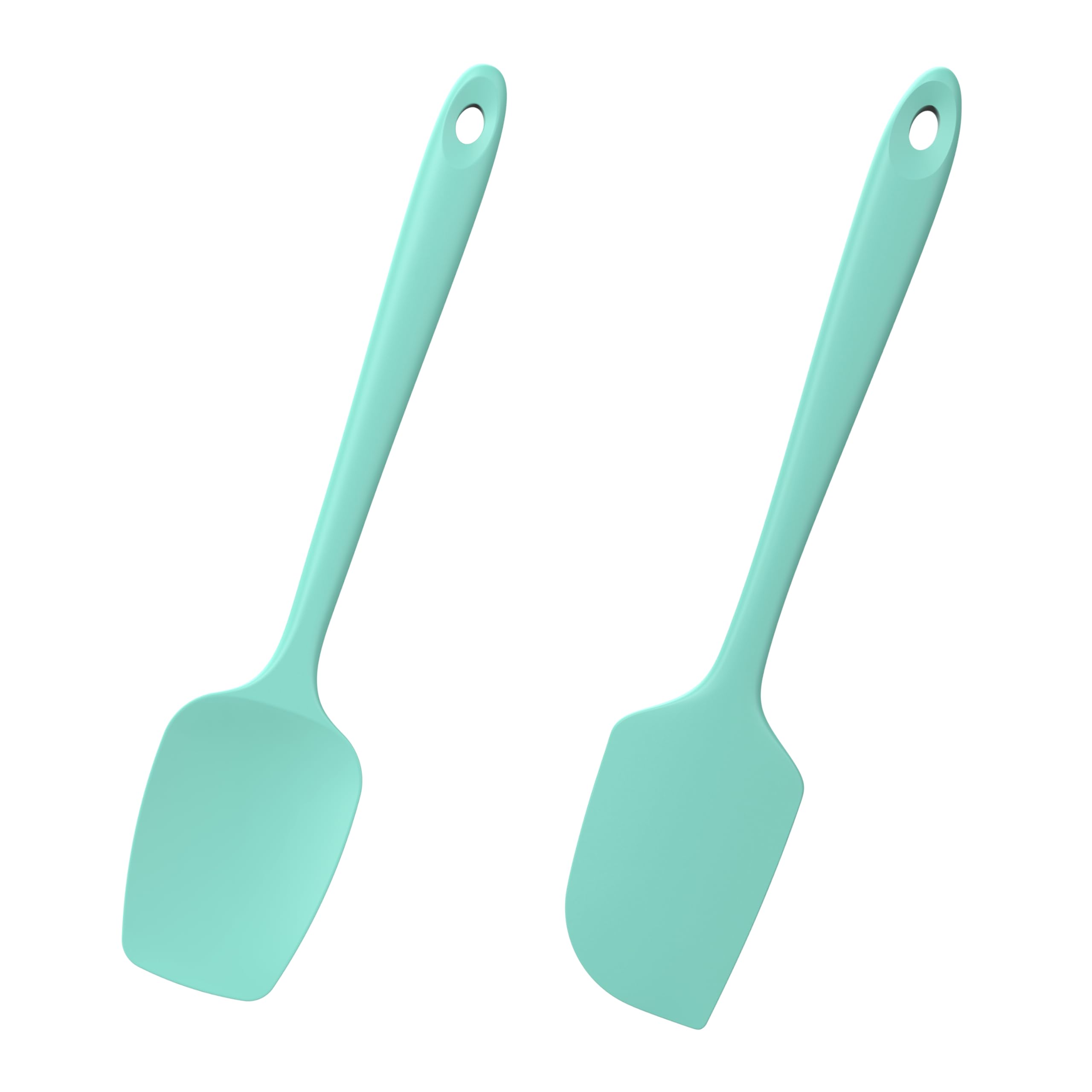 Doosu Aqua Sky silicone scraper demonstrates flexible edge for thorough batter scraping.