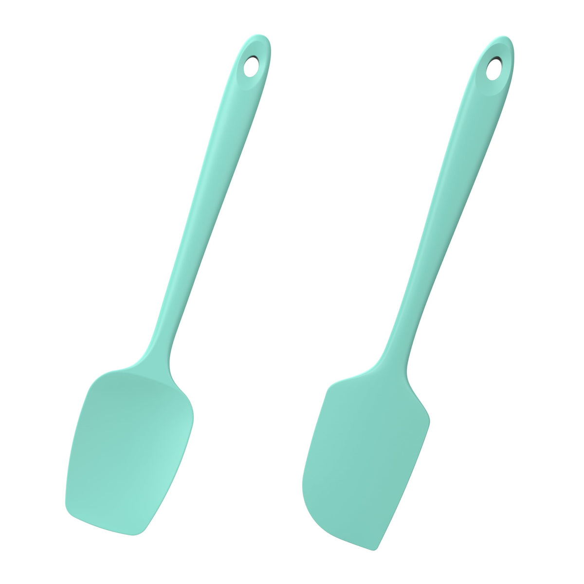 Doosu Aqua Sky silicone scraper demonstrates flexible edge for thorough batter scraping.