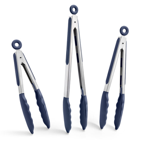 Doosu kitchen tongs with 600°F heat resistance for safe handling of hot foods.