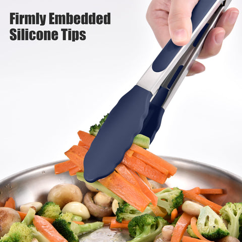 Doosu kitchen tongs ergonomic thumb rest offers better control during cooking.