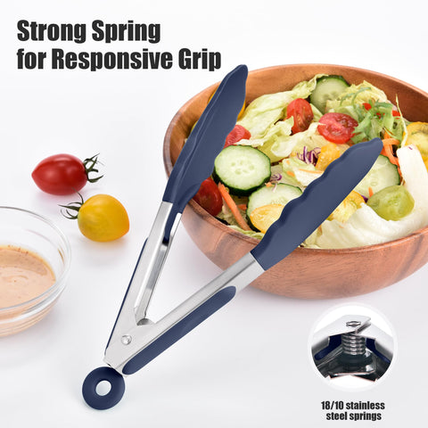 Doosu kitchen tongs available in 7, 9, and 12 inch sizes for variety.