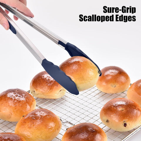 Doosu kitchen tongs ring-locking mechanism for easy, secure storage.