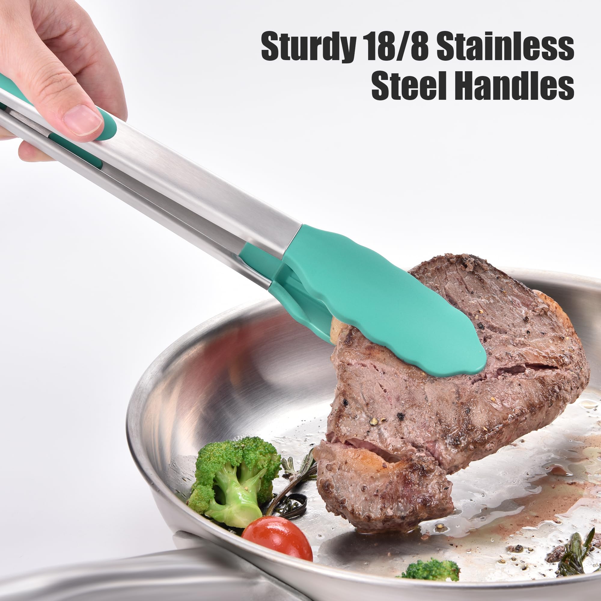 Soft silicone handles on Doosu tongs provide a comfortable grip.