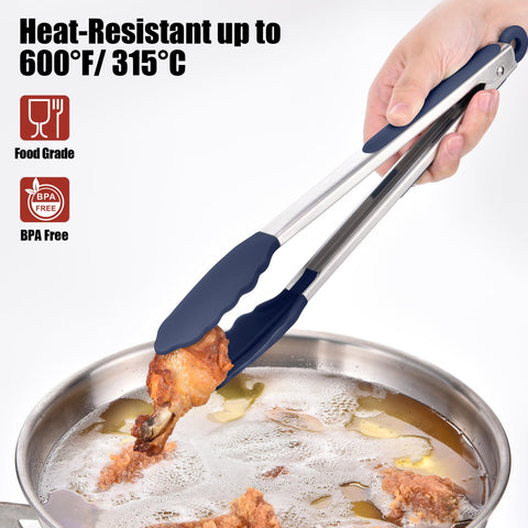 Doosu kitchen tongs stainless steel body for durable, rust-resistant performance.