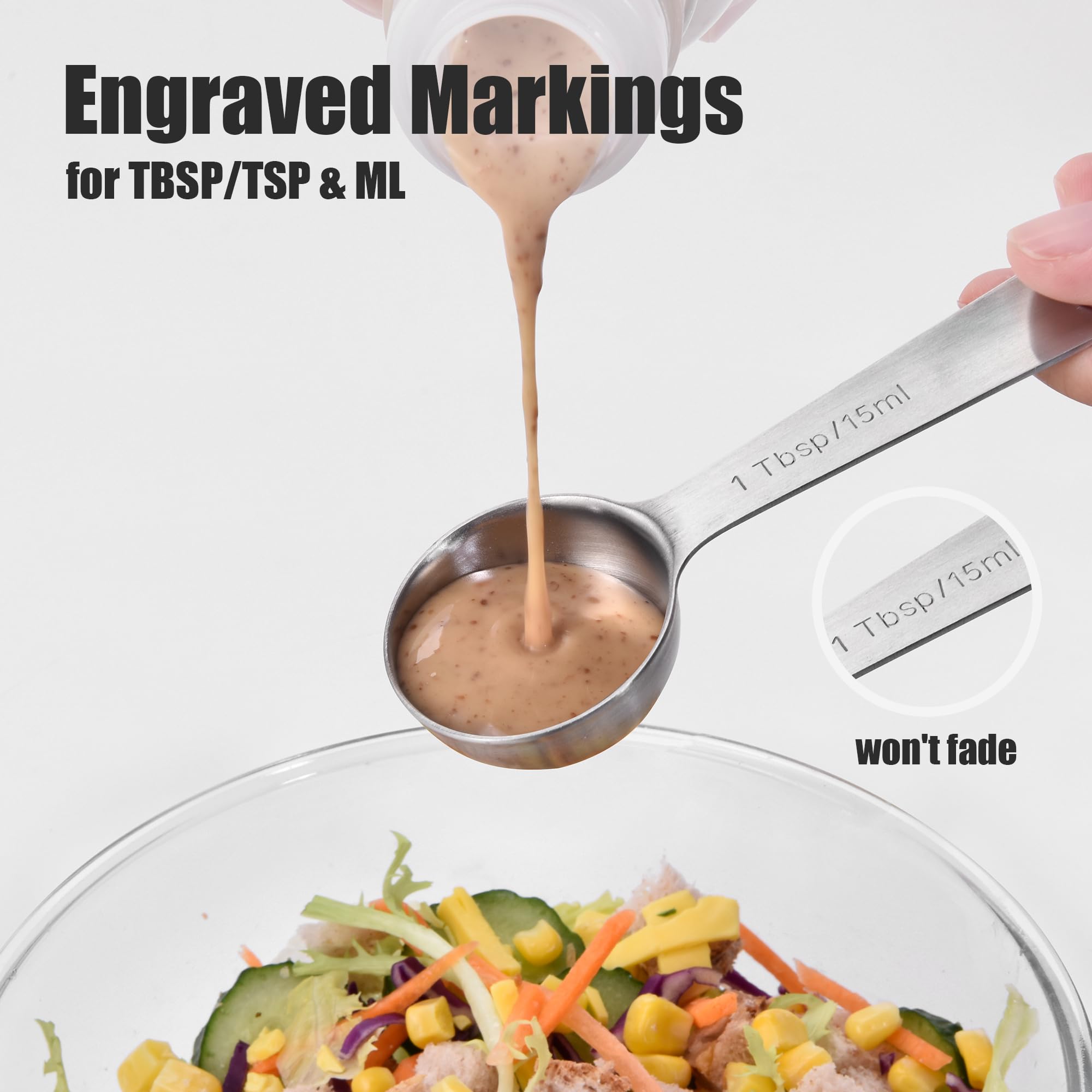 Doosu measuring spoons with brushed finish resist fingerprints for a neat look.