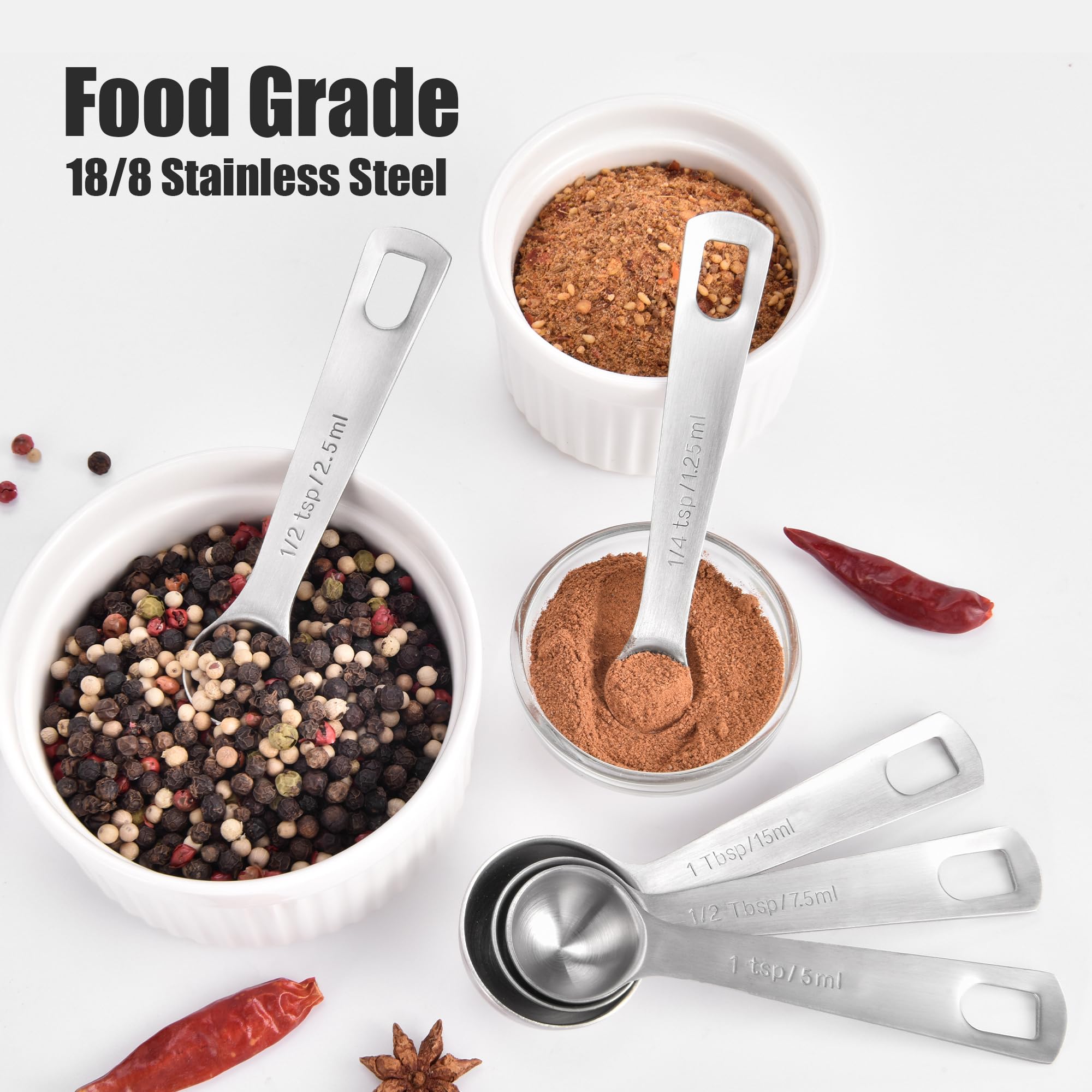 Doosu measuring spoons with D-ring storage keep the set together.