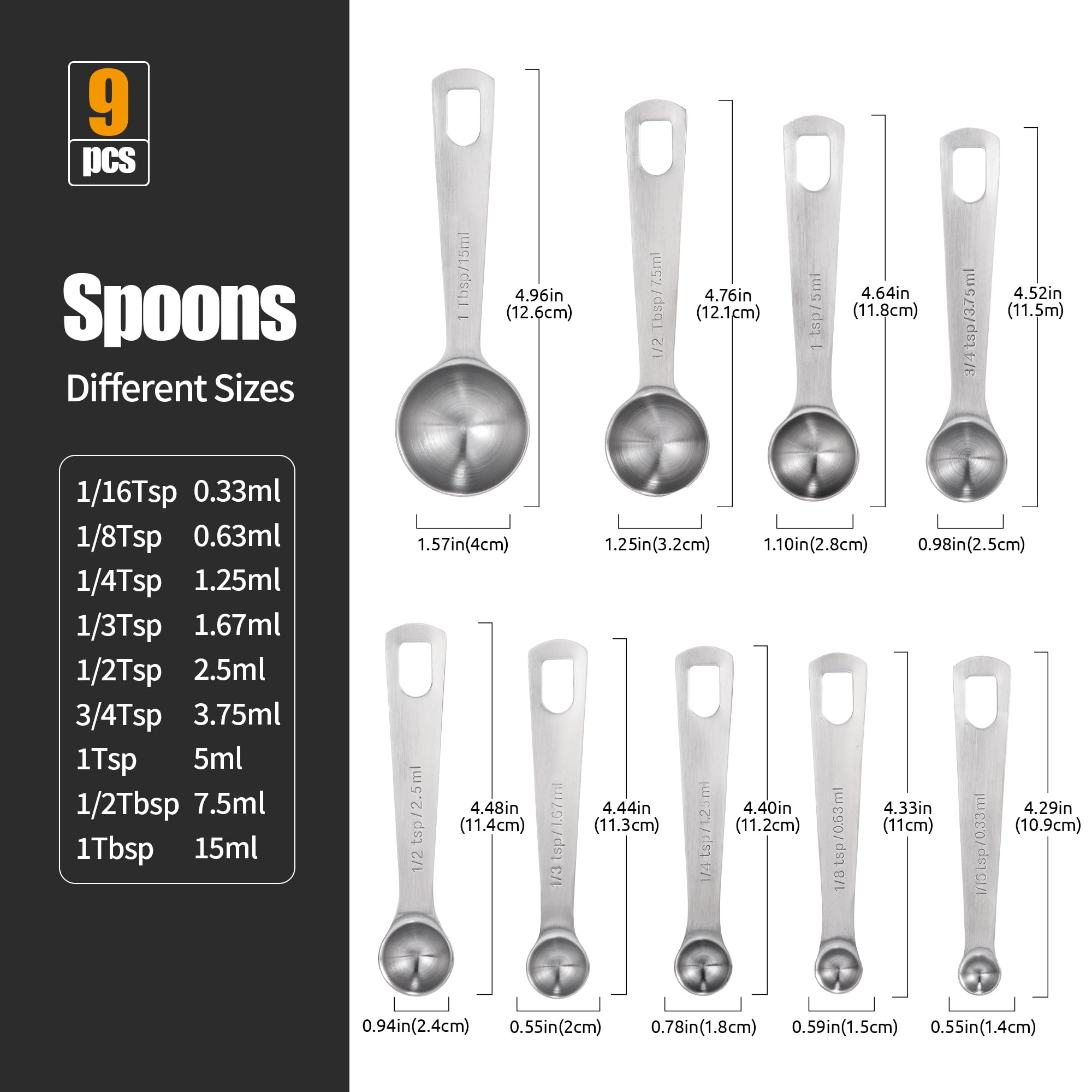Doosu measuring spoons with engraved metric and US marks ensure precise measuring.