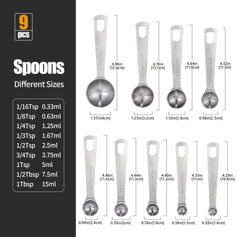Doosu measuring spoons with engraved metric and US marks ensure precise measuring.