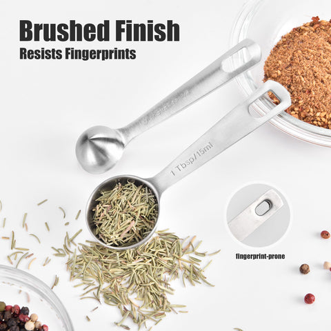 Doosu measuring spoons long handles reach jar bottoms for thorough scooping.