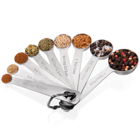 Doosu measuring spoons set 9 nested for space-saving storage and easy access.