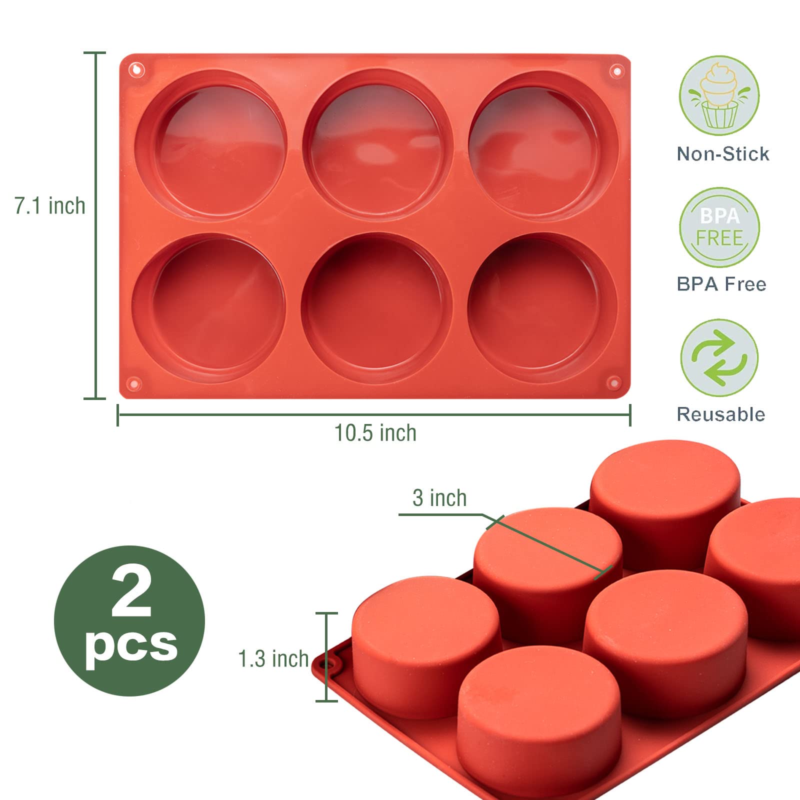 Dootafy round silicone molds for baking, ideal for mini desserts.