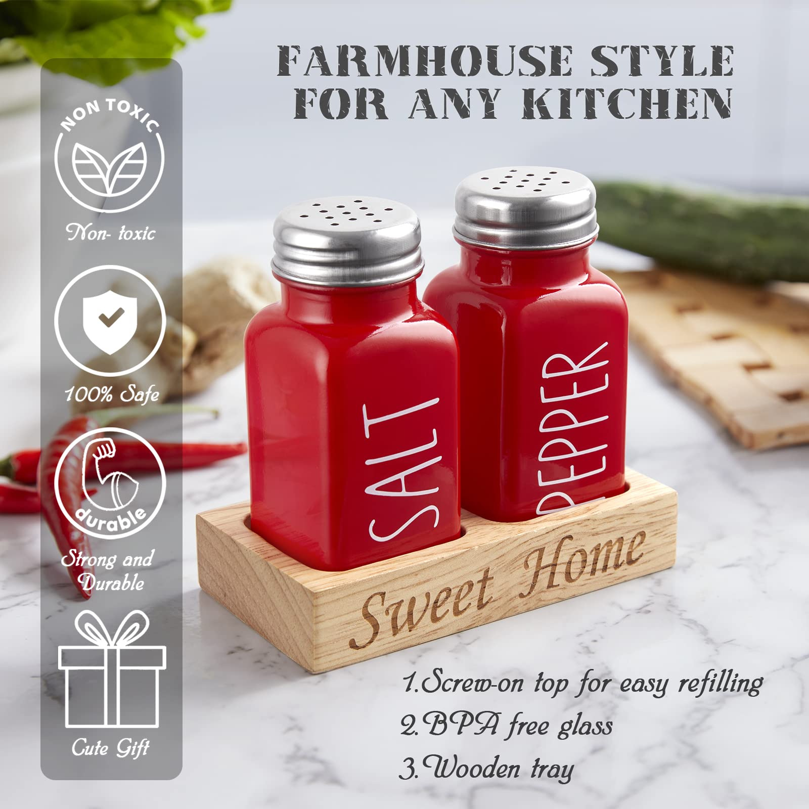 Dopeca red kitchen decor brightens rustic or modern tables.