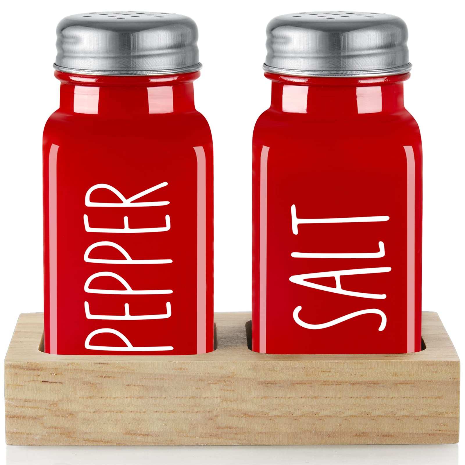 Dopeca red salt and pepper shakers set for quick seasoning at meals.