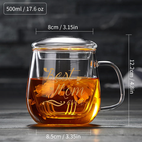 DOPUDO Best Mom Ever glass cup suitable for tea, coffee, and juice.