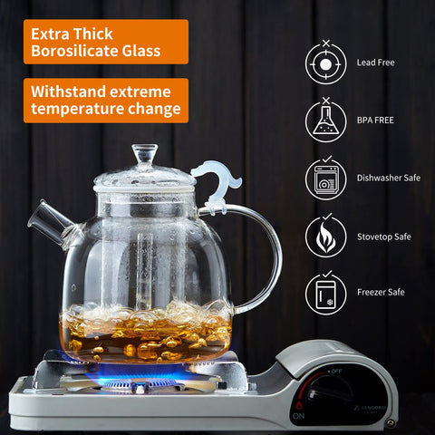 DOPUDO full-glass infuser ensures clean straining and bright-tasting tea.