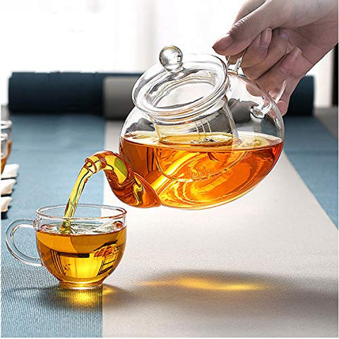 DOPUDO glass teapot showcases blooming tea colors through clear borosilicate glass.