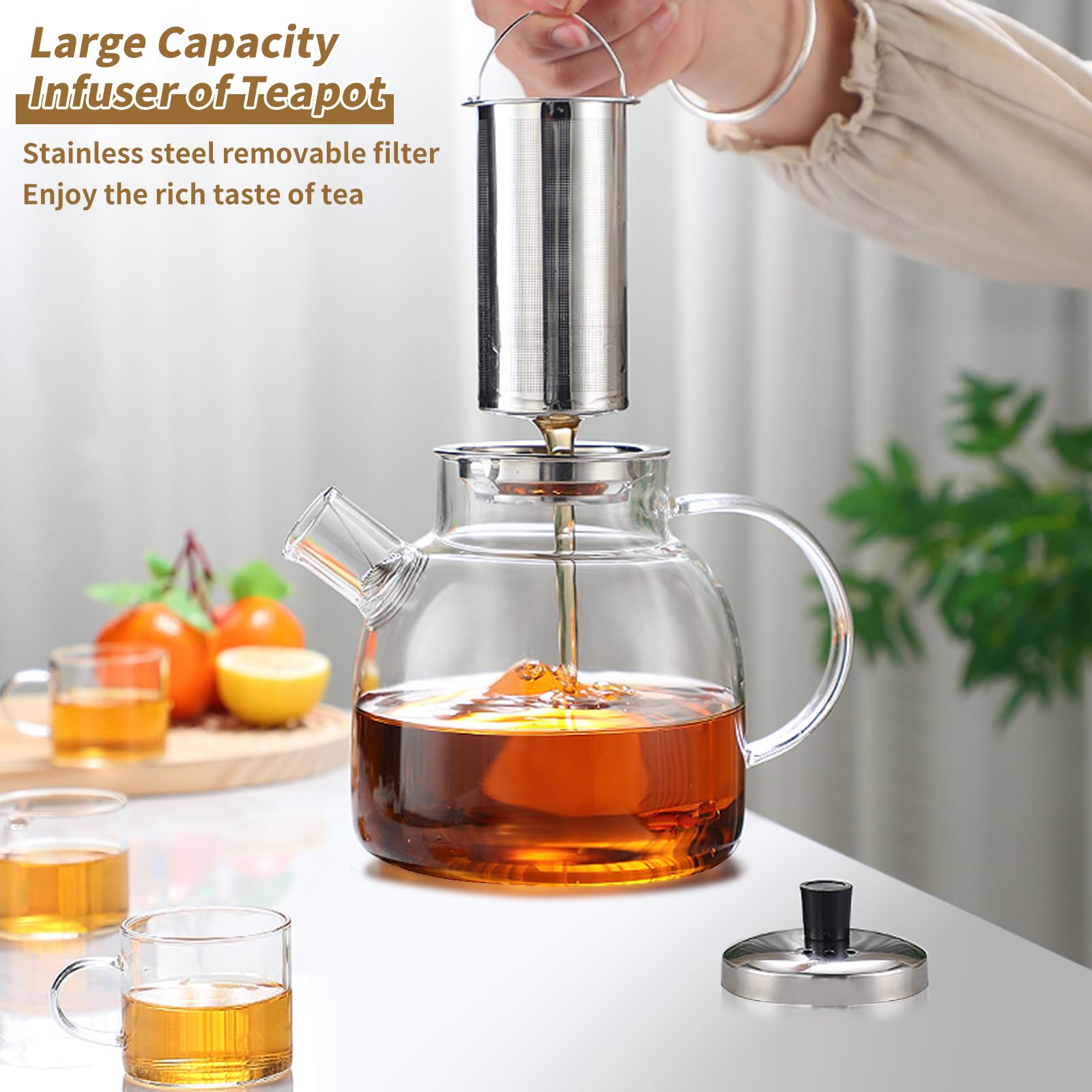 DOPUDO glass teapot features a non-drip spout for clean pours